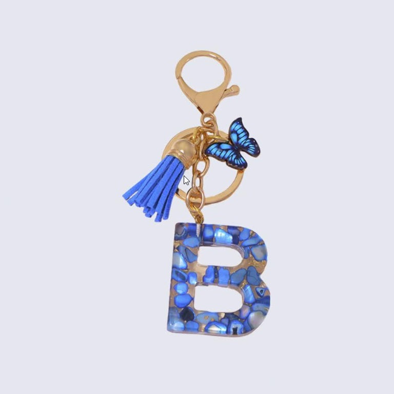 High Quality A-Z Initial keychain Tassel Butterfly (All letters available)