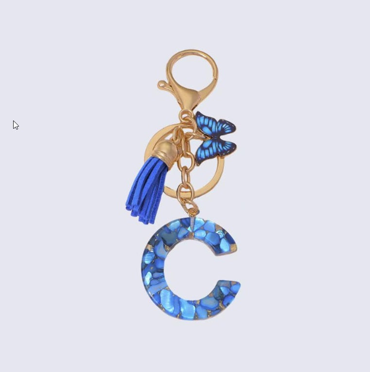 High Quality A-Z Initial keychain Tassel Butterfly (All letters available)