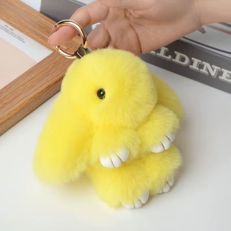 Fluffy soft furry bunny plush keychain