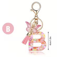 High Quality A-Z Initial keychain Tassel Butterfly (All letters available)