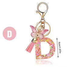 High Quality A-Z Initial keychain Tassel Butterfly (All letters available)