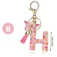 High Quality A-Z Initial keychain Tassel Butterfly (All letters available)