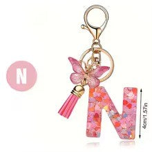 High Quality A-Z Initial keychain Tassel Butterfly (All letters available)