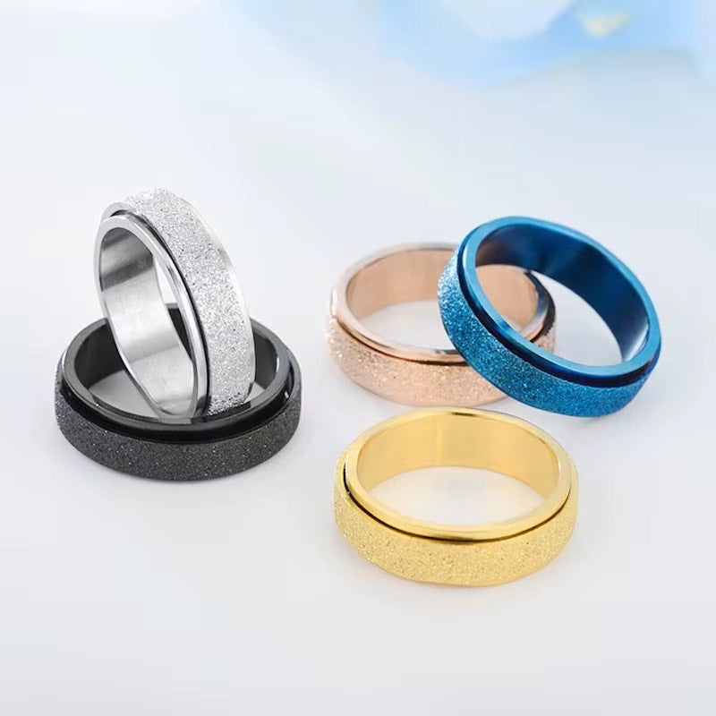 Stainless Steel Anxiety Fidget Ring size 5 to 13