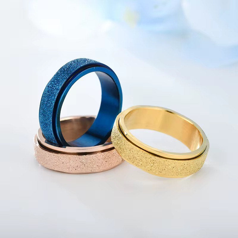 Stainless Steel Anxiety Fidget Ring size 5 to 13