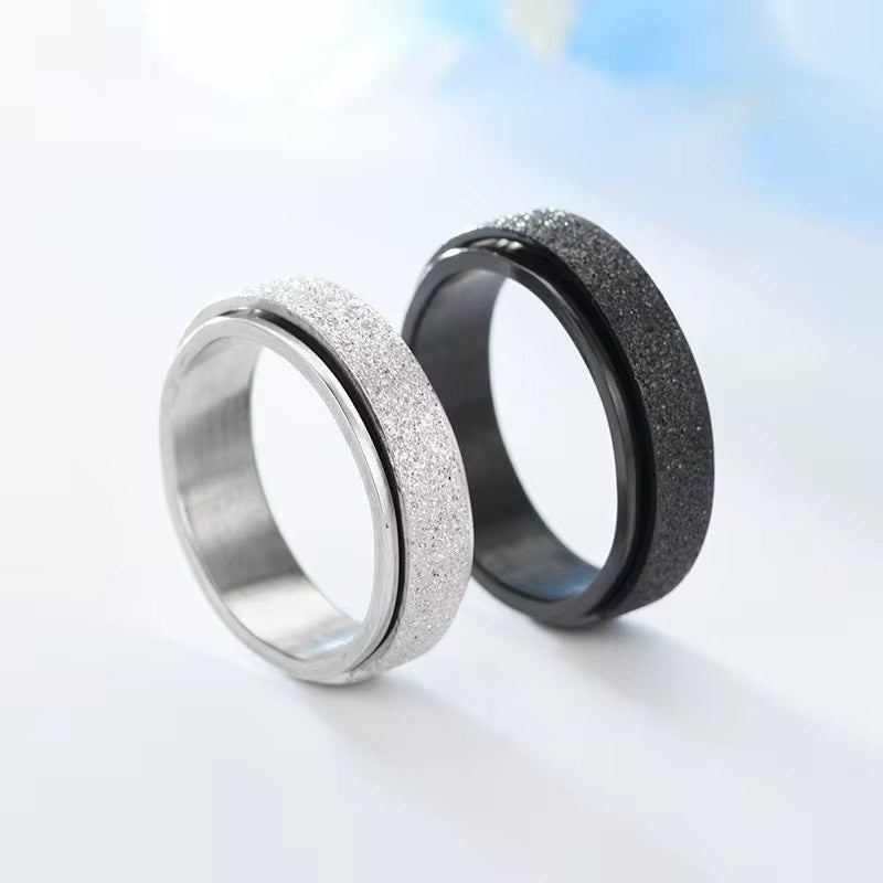 Stainless Steel Anxiety Fidget Ring size 5 to 13