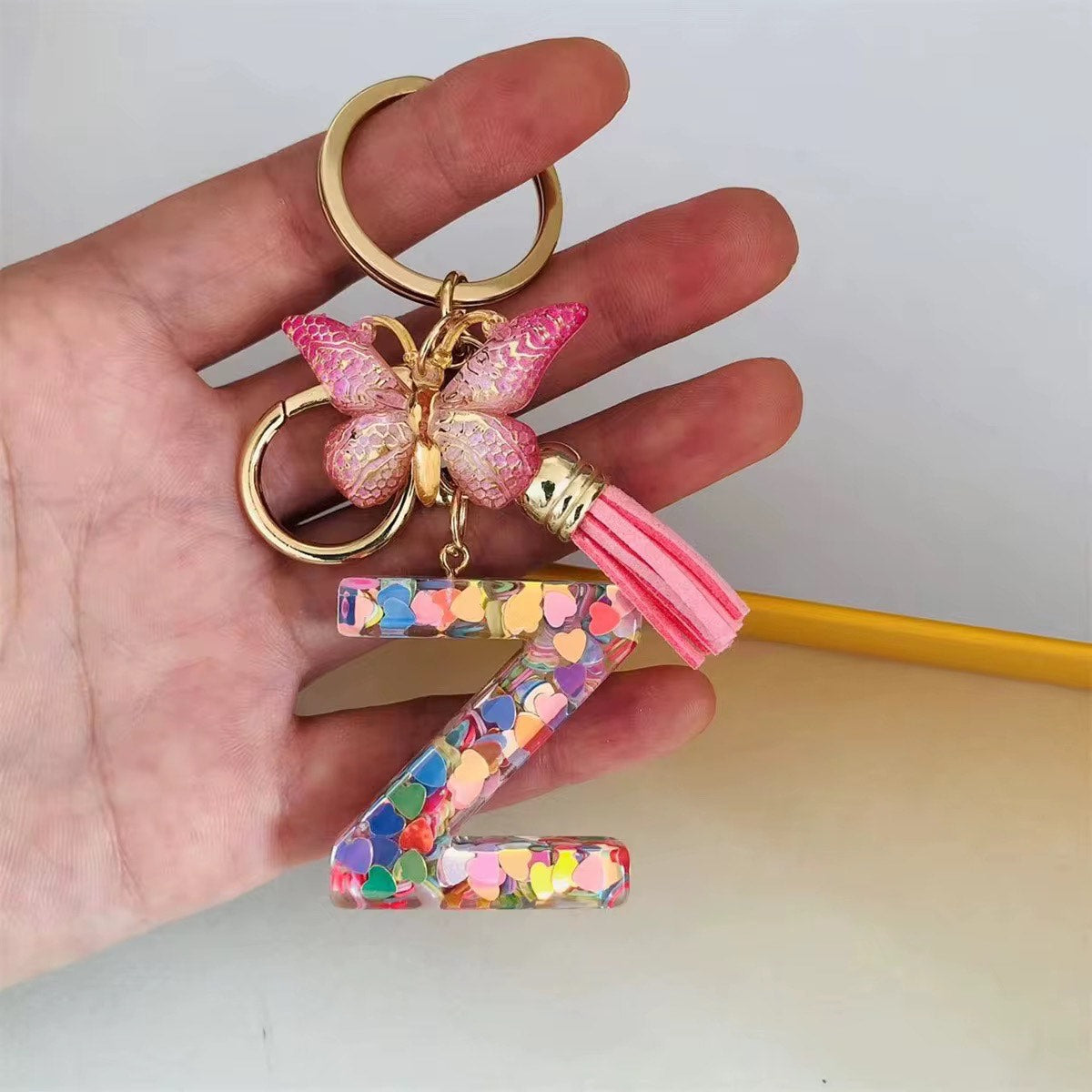 High Quality A-Z Initial keychain Tassel Butterfly (All letters available)