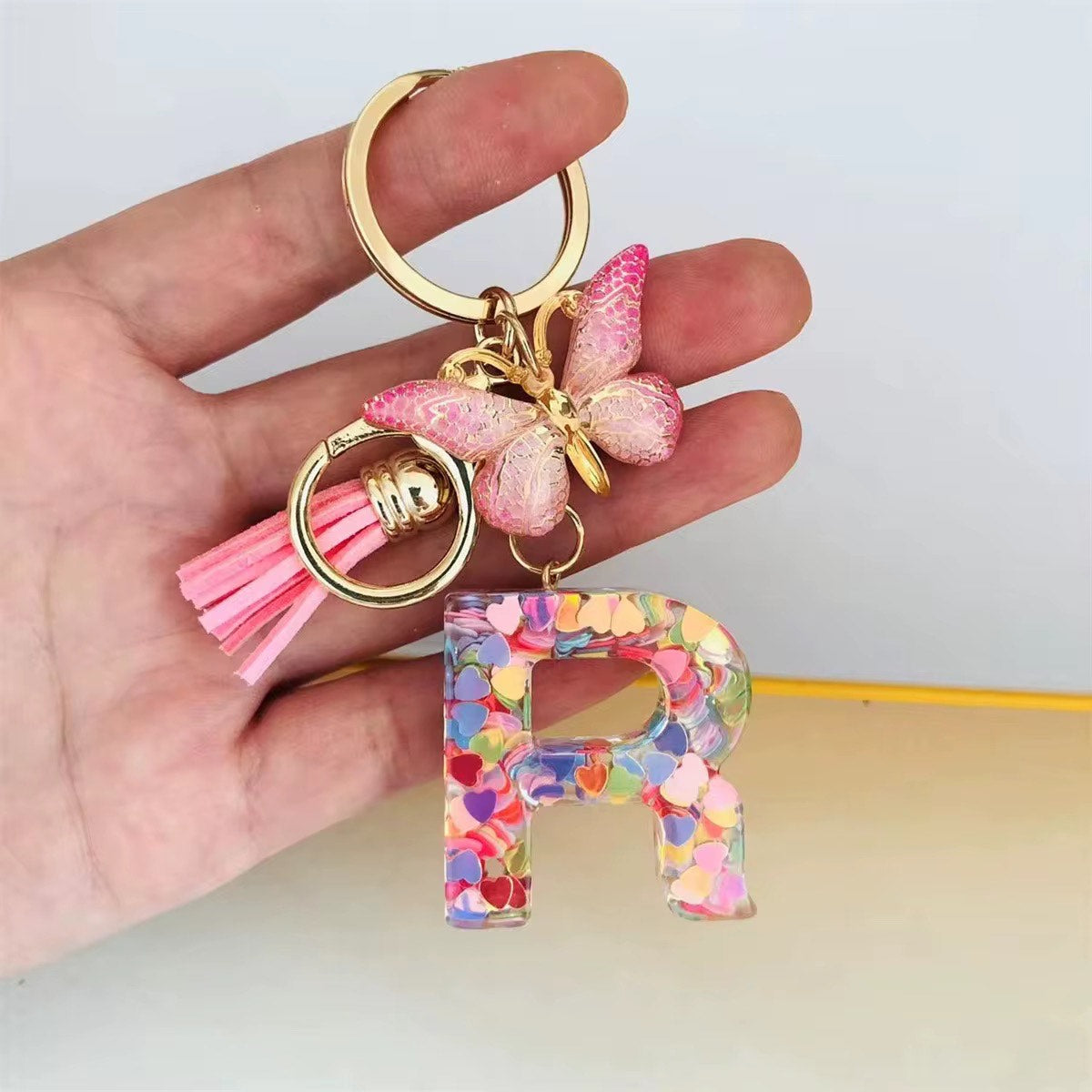 High Quality A-Z Initial keychain Tassel Butterfly (All letters available)