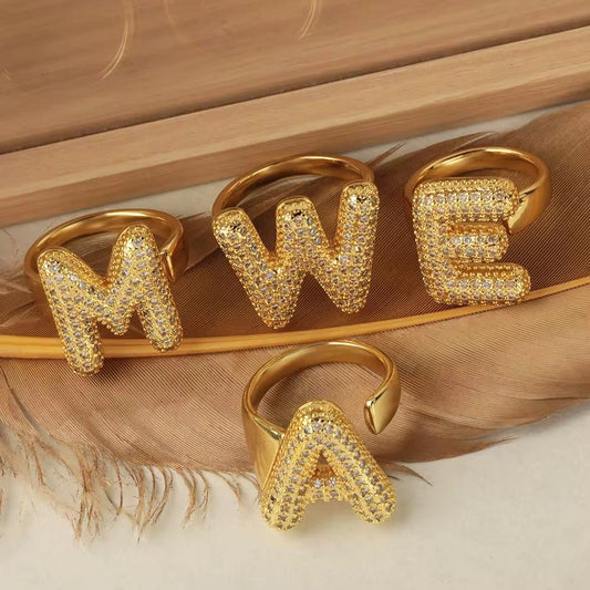 Letter Adjustment Unisex Ring
