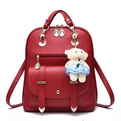 Elegant Ladies Backpack with Bear charm