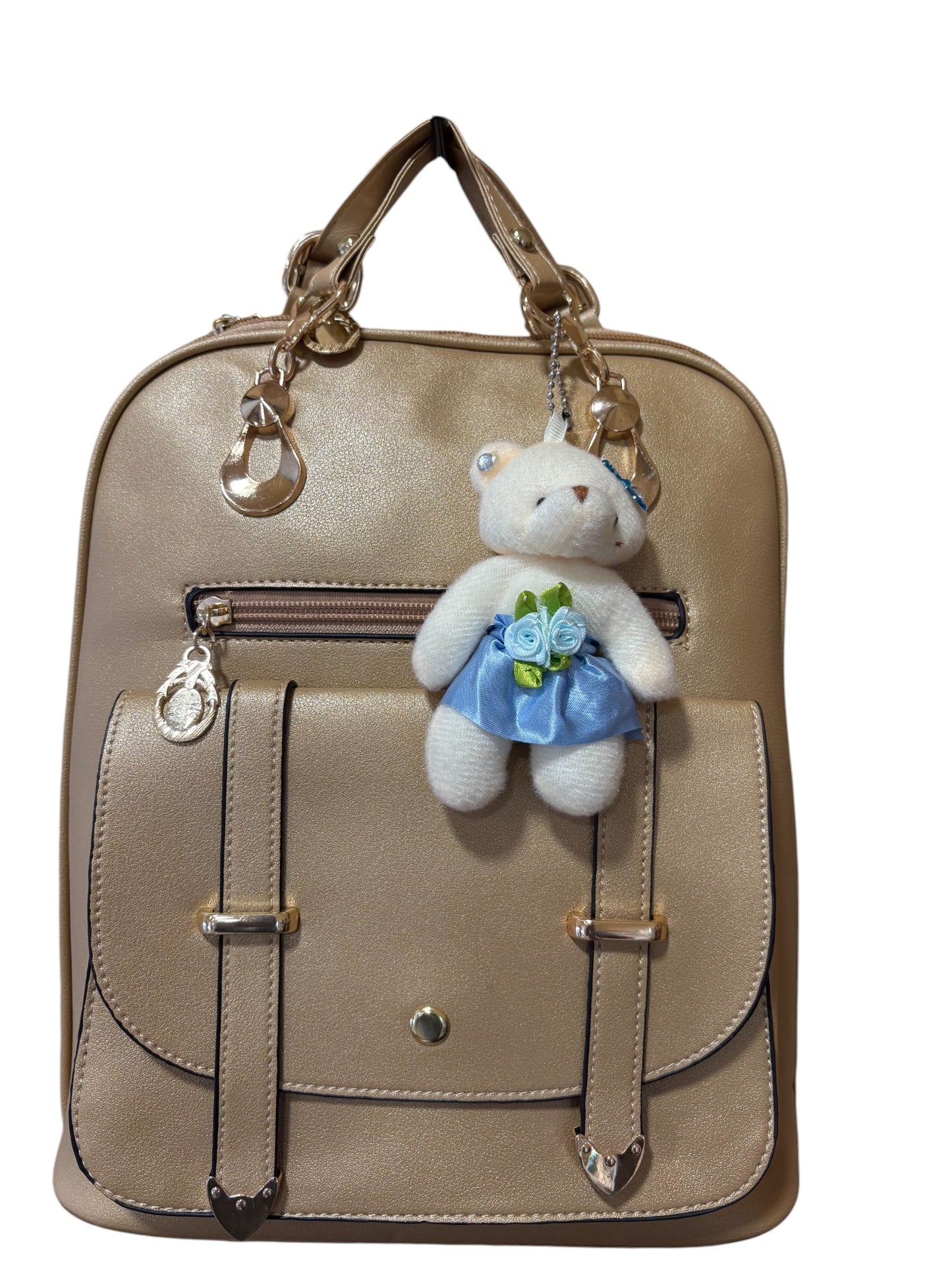 Elegant Ladies Backpack with Bear charm